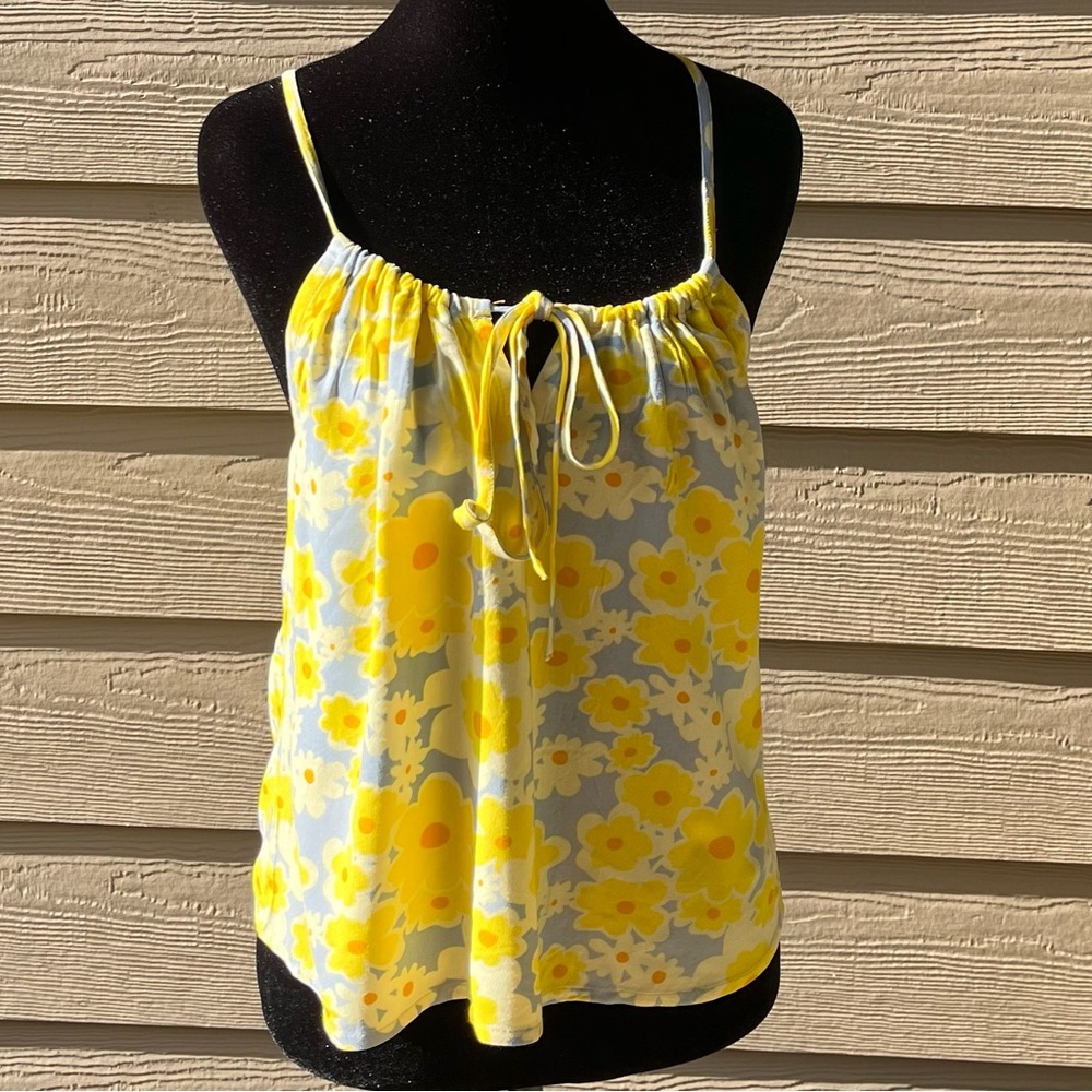 Boho RVCA Lily Halter Tank Top Yellow Med